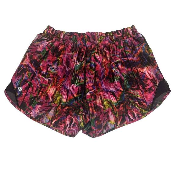 Lululemon Hotty Hot Low Rise Short 4" Hyper Flow Pink Multi / Black - Picture 4 of 7